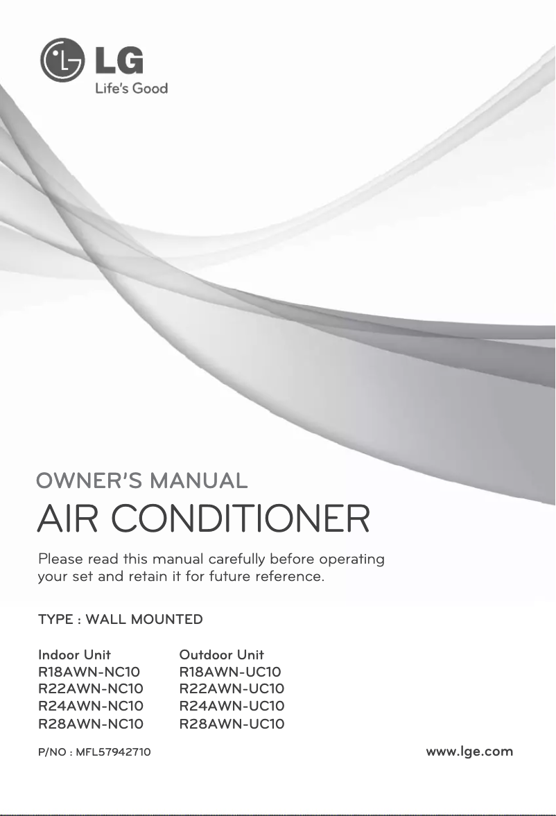 Page n°1 - Manuel utilisateur LG R18AWN-UC10