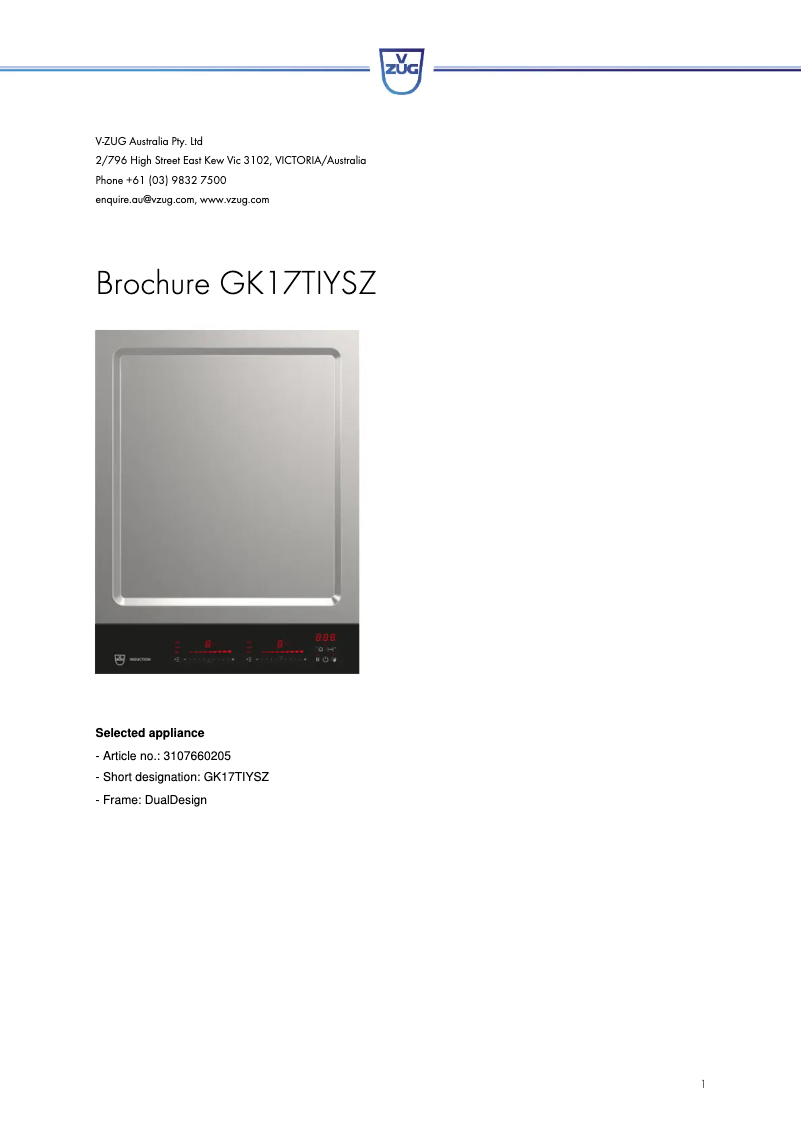 Image de la première page du manuel de l'appareil GK17TIYSZ