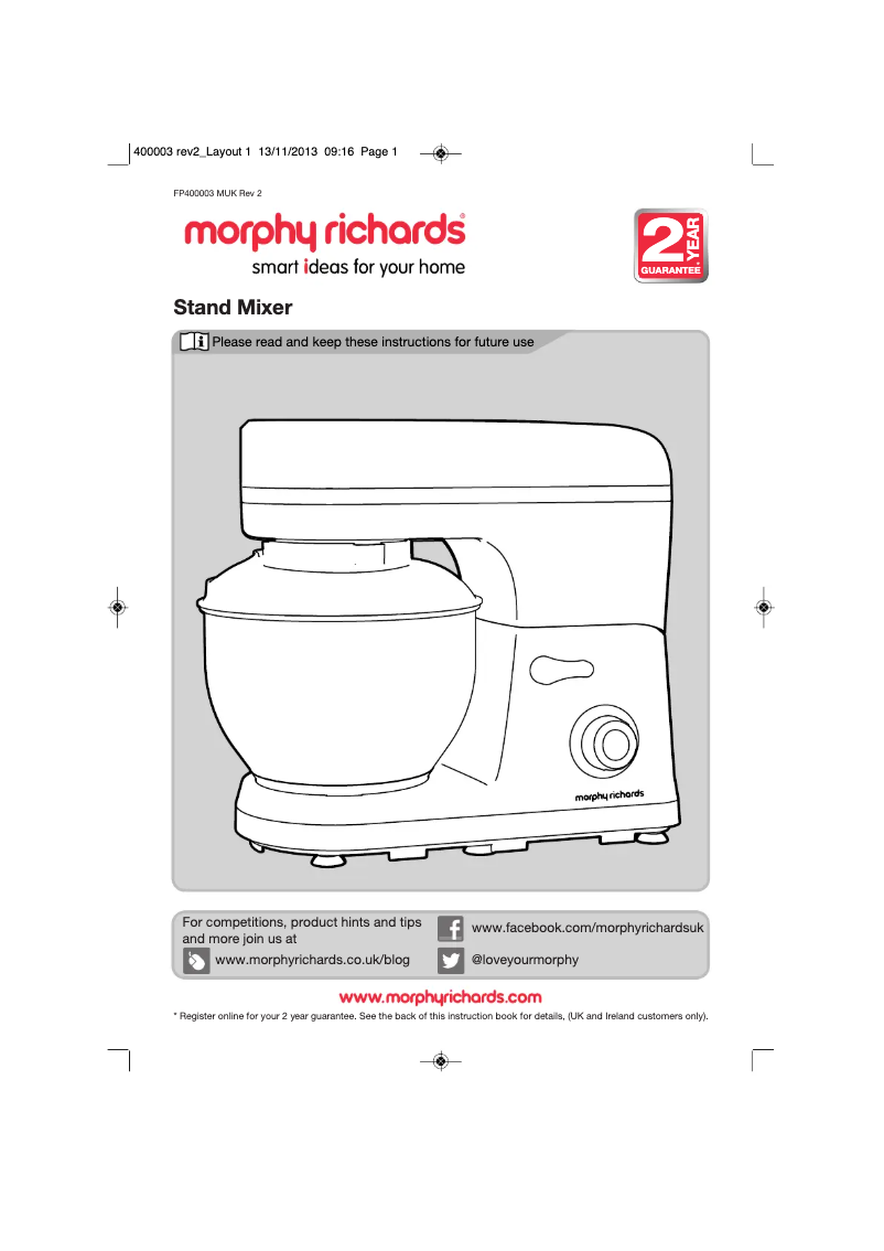 Página 1 del manual Manual de usuario Morphy Richards 400003