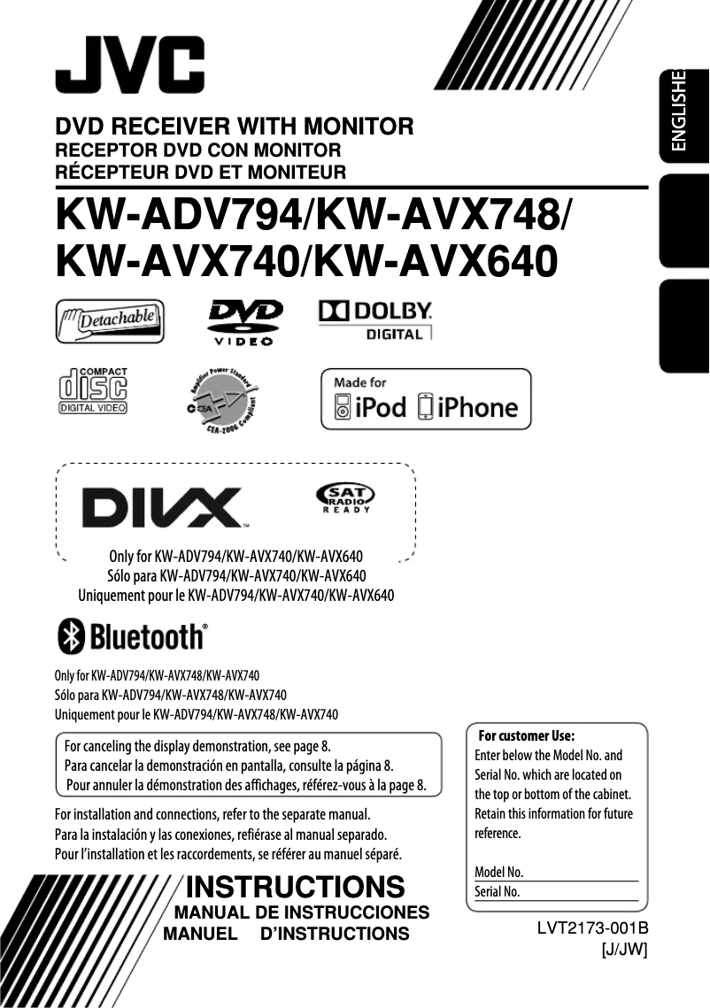 Image de la première page du manuel de l'appareil KW-AVX740EE