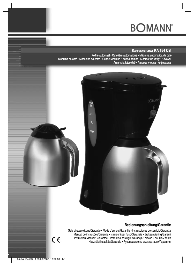 Page n°1 - Manuel utilisateur Bomann KA 164 CB