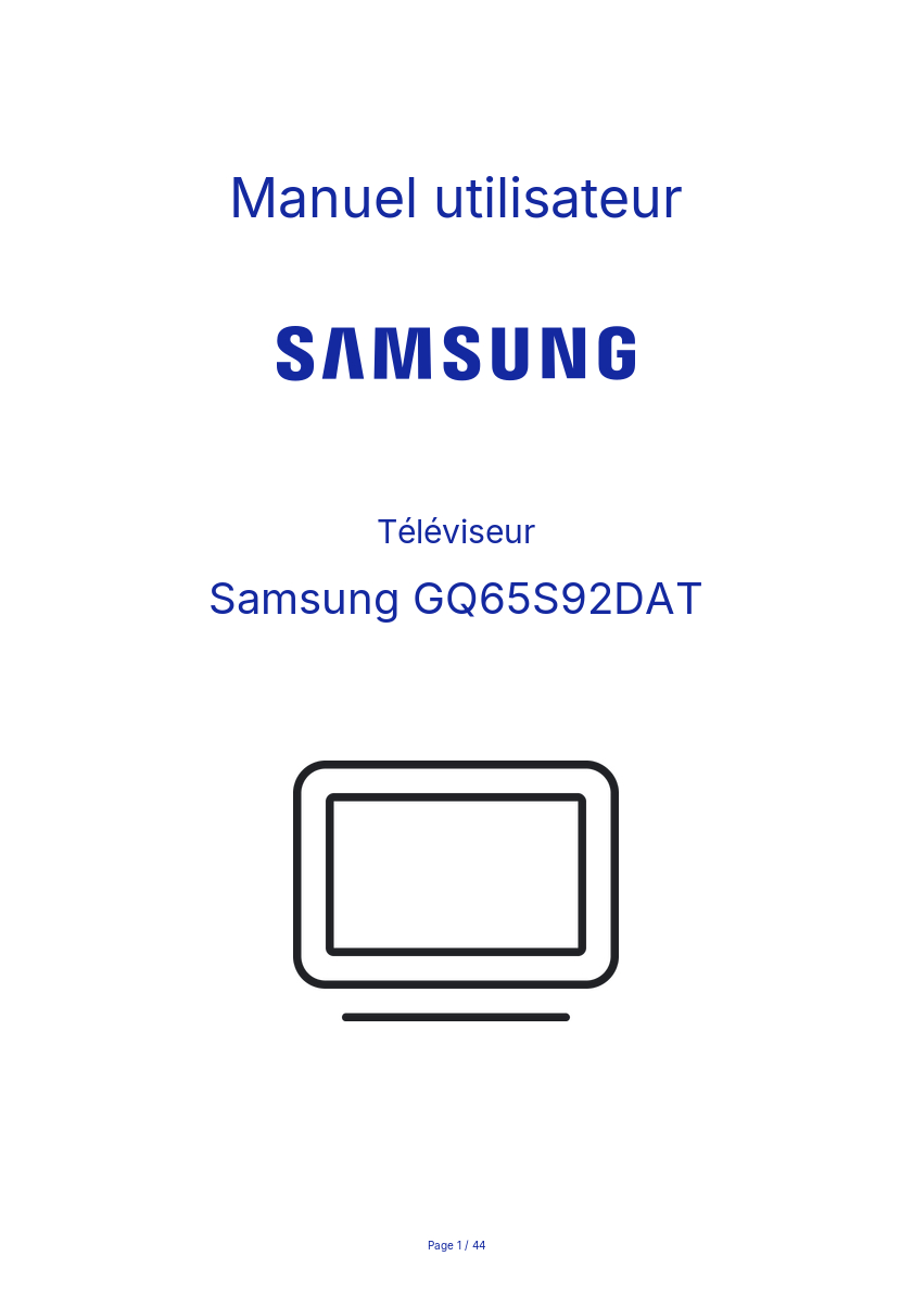 Page n°1 - Manuel utilisateur Samsung GQ65S92DAT