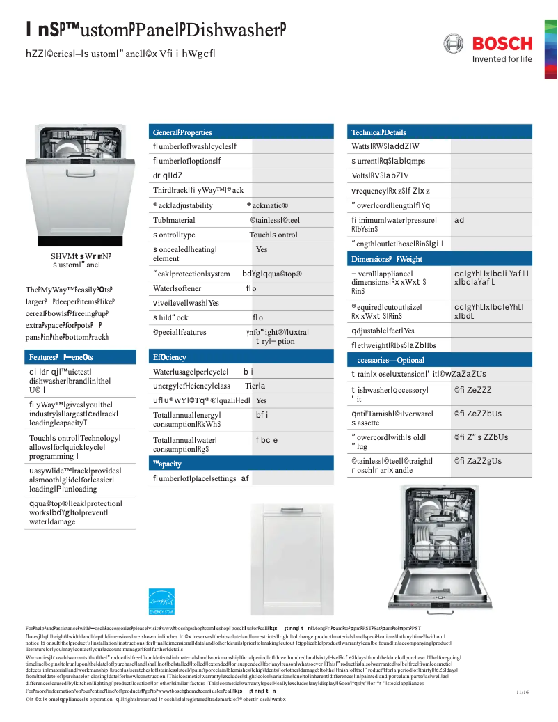 Página 1 del manual Ficha técnica Bosch SHVM98W