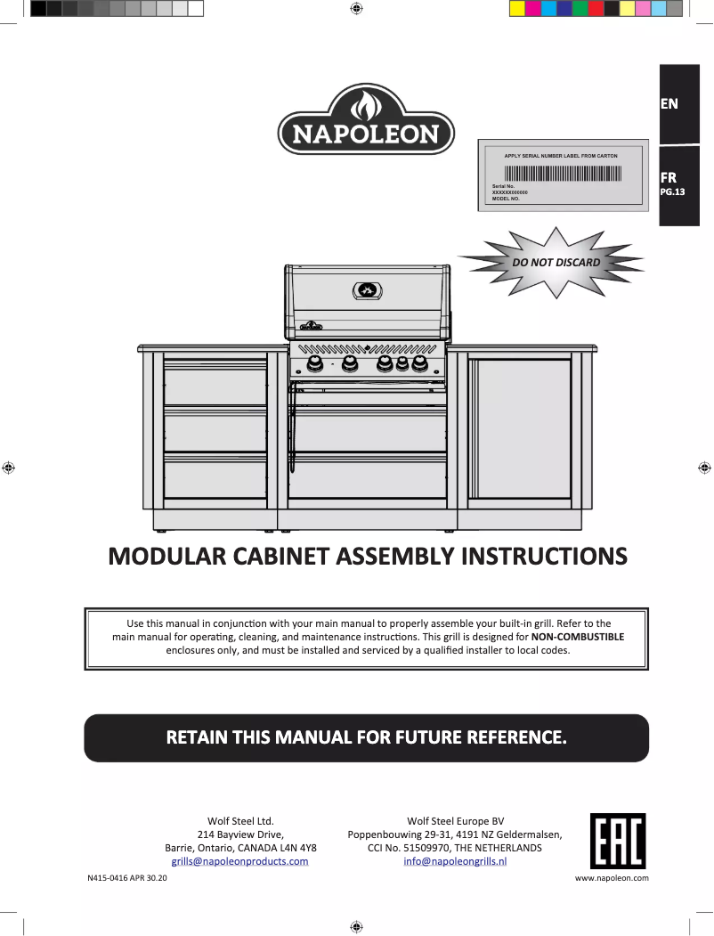 Page 1 de la notice Manuel utilisateur Napoleon IM-UGC665