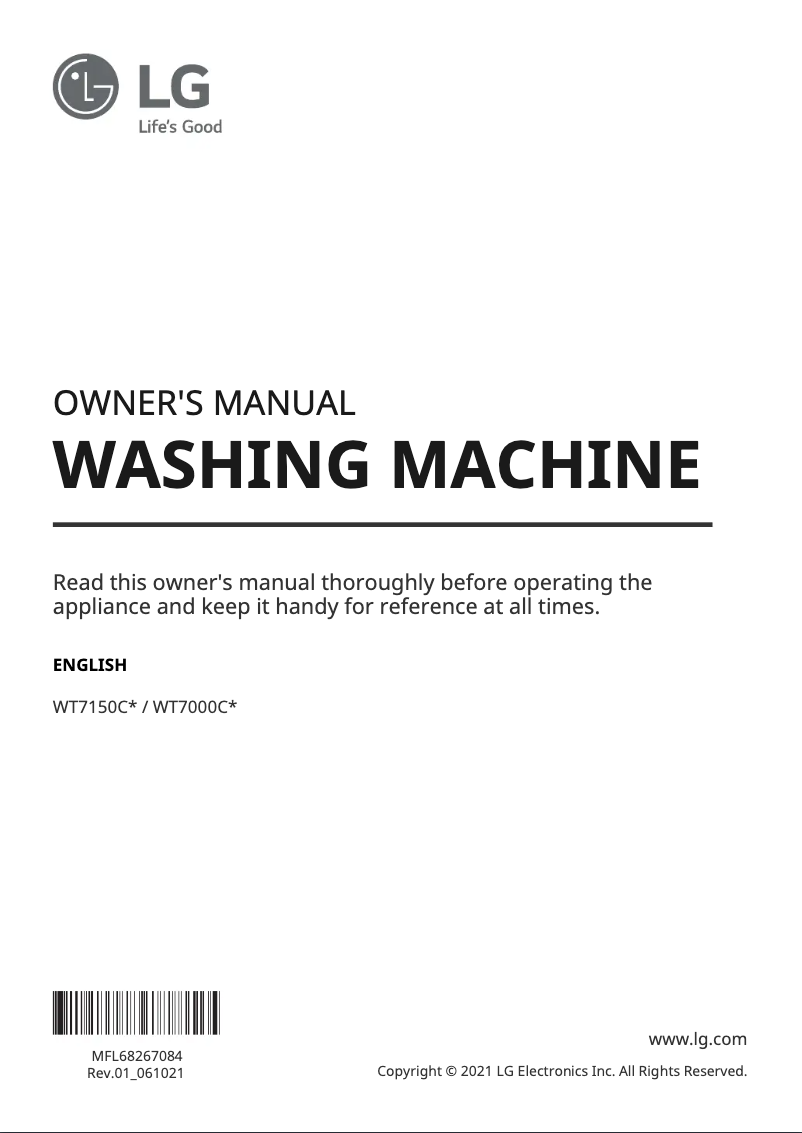 Página 1 del manual Manual de usuario LG WT7000CW