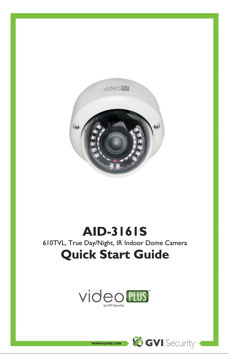 Page n°1 - Manuel utilisateur GVI Security videoPLUS AID-3161S