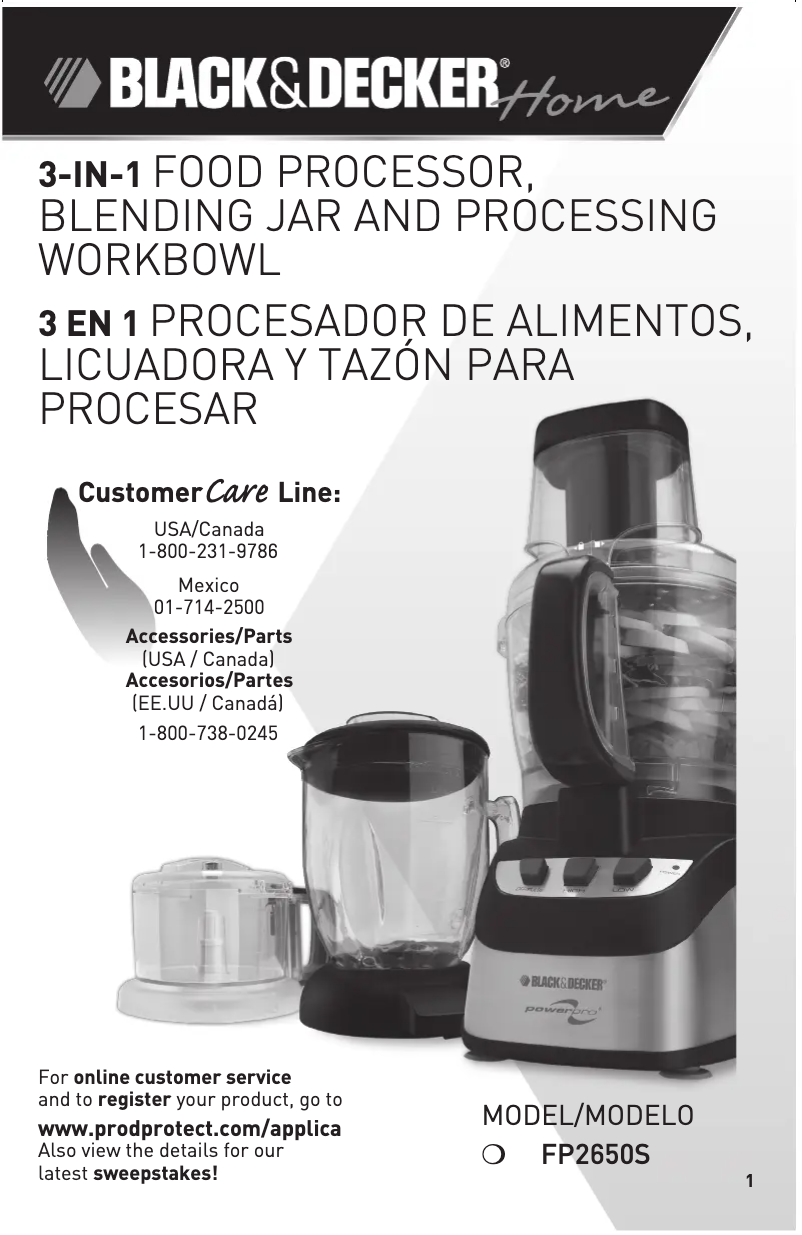 Page 1 de la notice Manuel utilisateur Black & Decker FP2650S