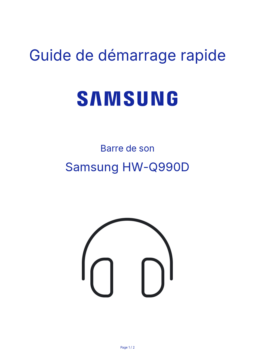 Page n°1 - Guide de démarrage rapide Samsung HW-Q990D