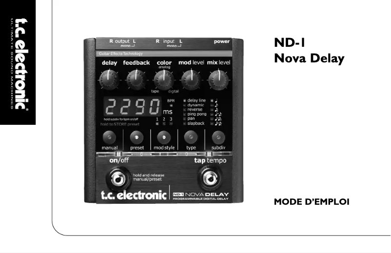 Page n°1 - Manuel utilisateur TC Electronic ND-1 Nova Delay