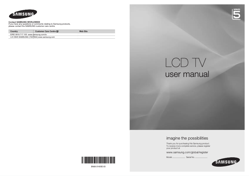 Page n°1 - Manuel utilisateur Samsung LE37A559P4F