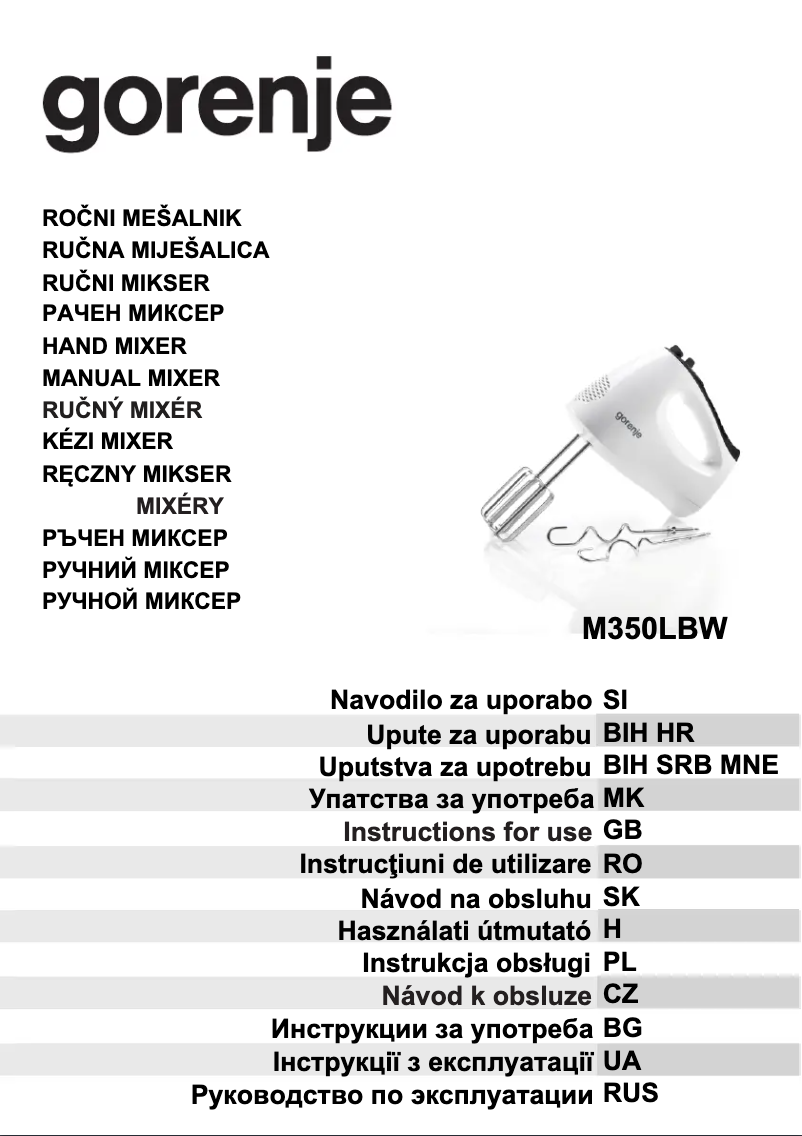 Page 1 de la notice Manuel utilisateur Gorenje M350LBW