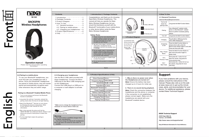 Page 1 of the manual User Manual Naxa Backspin NE-965