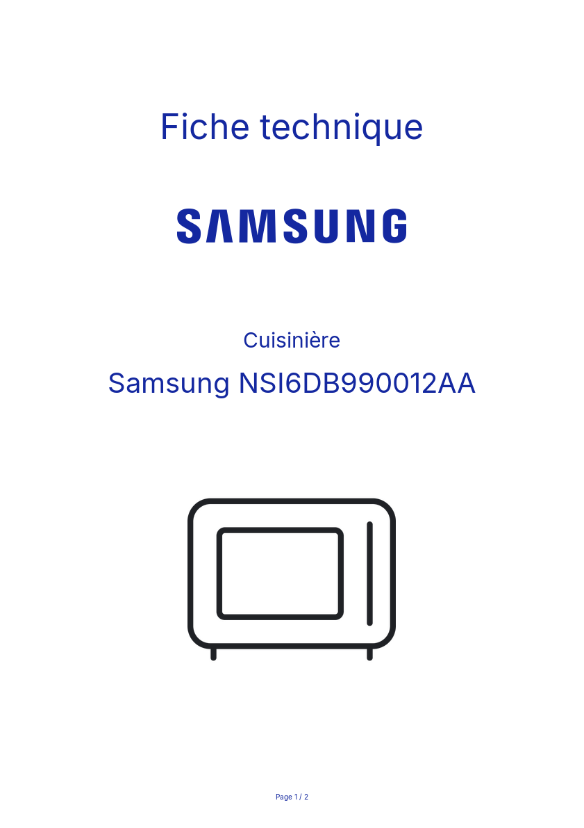 Page n°1 - Fiche technique Samsung NSI6DB990012AA