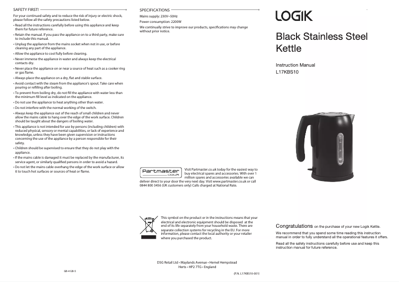 Imagen de la primera página del manual del dispositivo L17KBS10