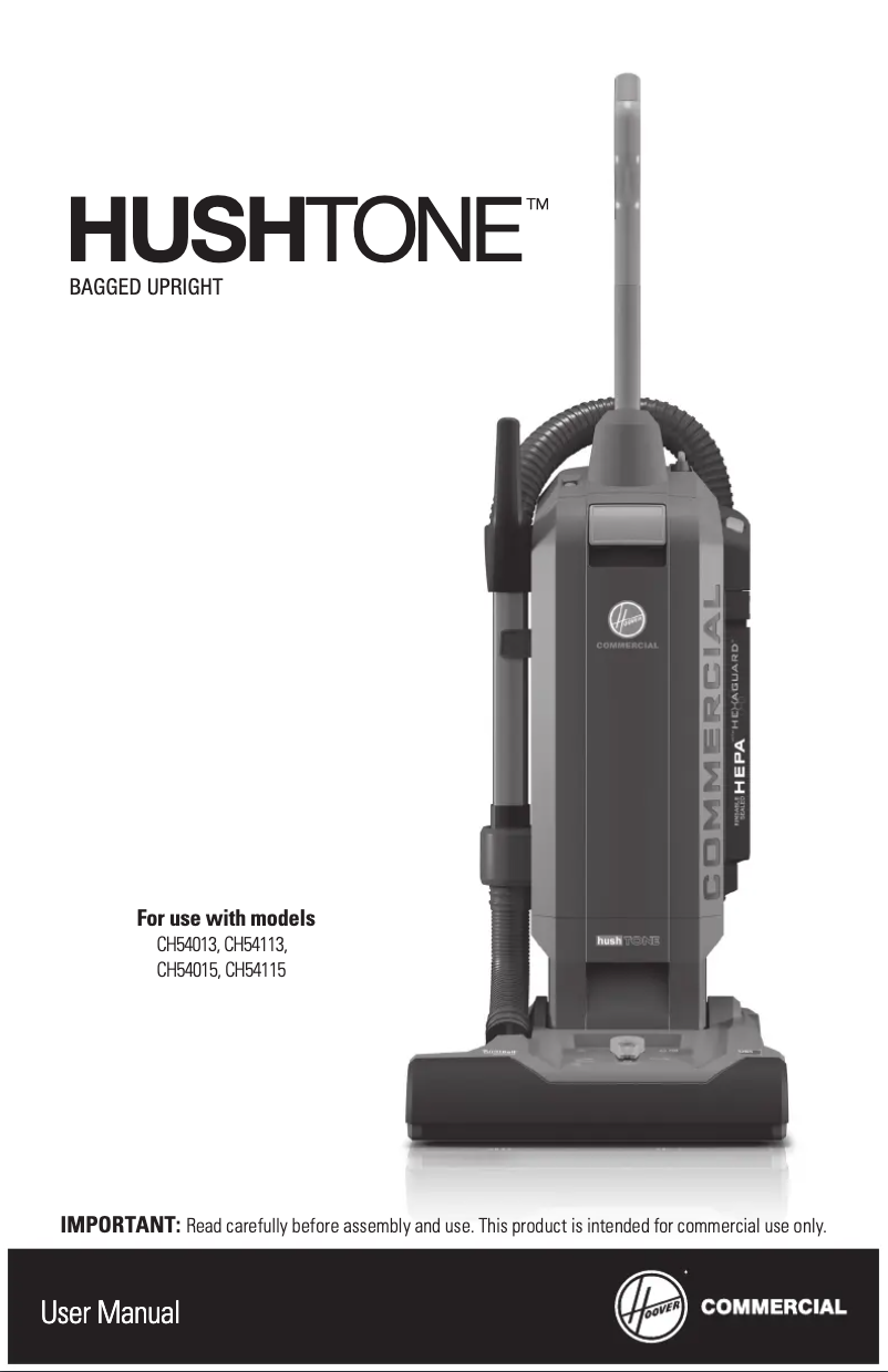 Page n°1 - Manuel utilisateur Hoover Commercial HushTone CH54113