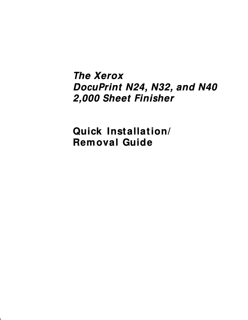 Page n°1 - Guide d'installation Xerox DocuPrint N32