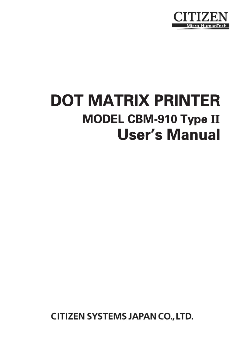 Page 1 de la notice Manuel utilisateur Citizen CBM-910II