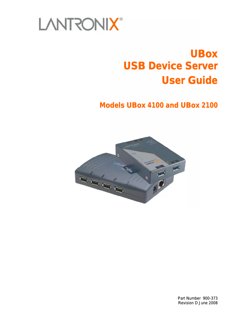Page n°1 - Manuel utilisateur Lantronix UBox 4100