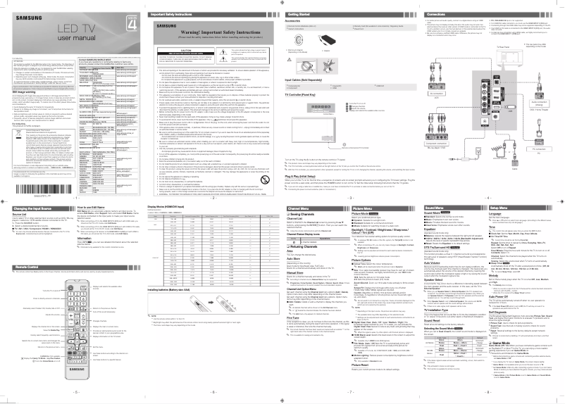 Page 1 de la notice Manuel utilisateur Samsung UA32M4000AR