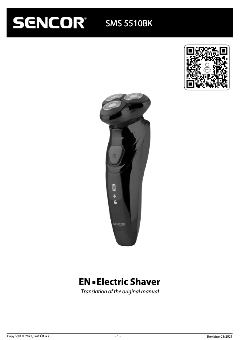 Page 1 de la notice Manuel utilisateur Sencor SMS 5510BK