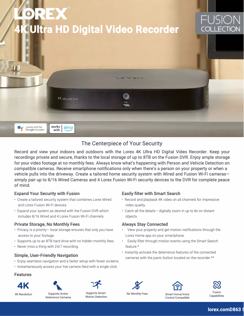 Página 1 del manual Ficha técnica Lorex D863A81B