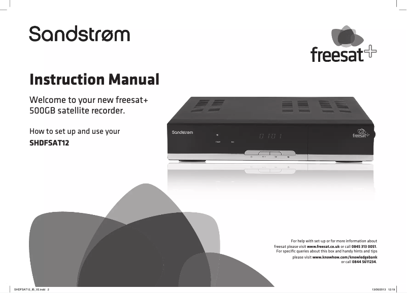 Image de la première page du manuel de l'appareil Freesat+ SHDFSAT12