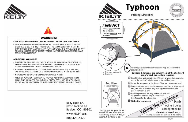 Page n°1 - Manuel utilisateur Kelty Typhoon 4