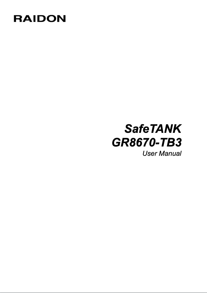 Page n°1 - Manuel utilisateur Raidon GR8670-TB3