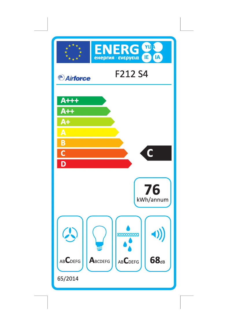 Page 1 de la notice Label énergétique Airforce F212