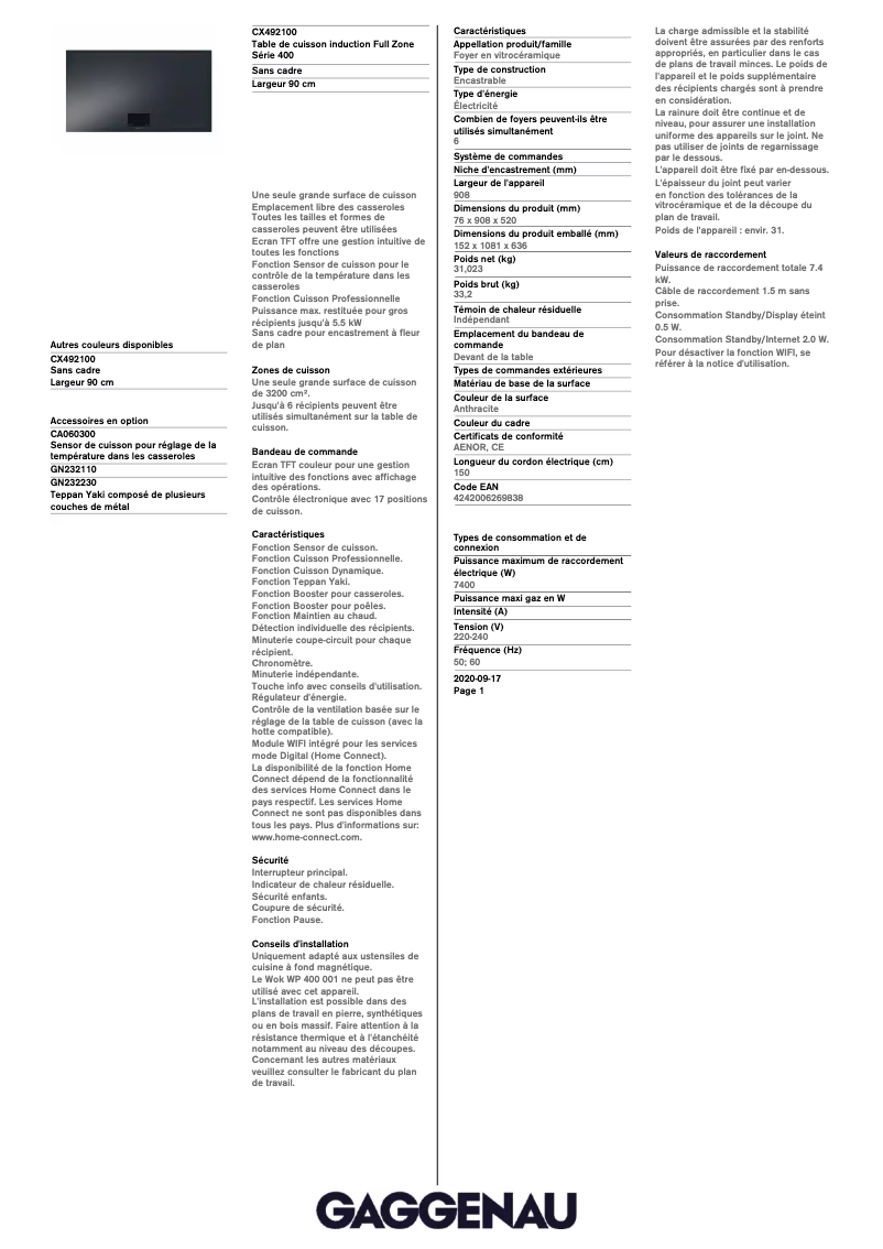 Image de la première page du manuel de l'appareil CX492100