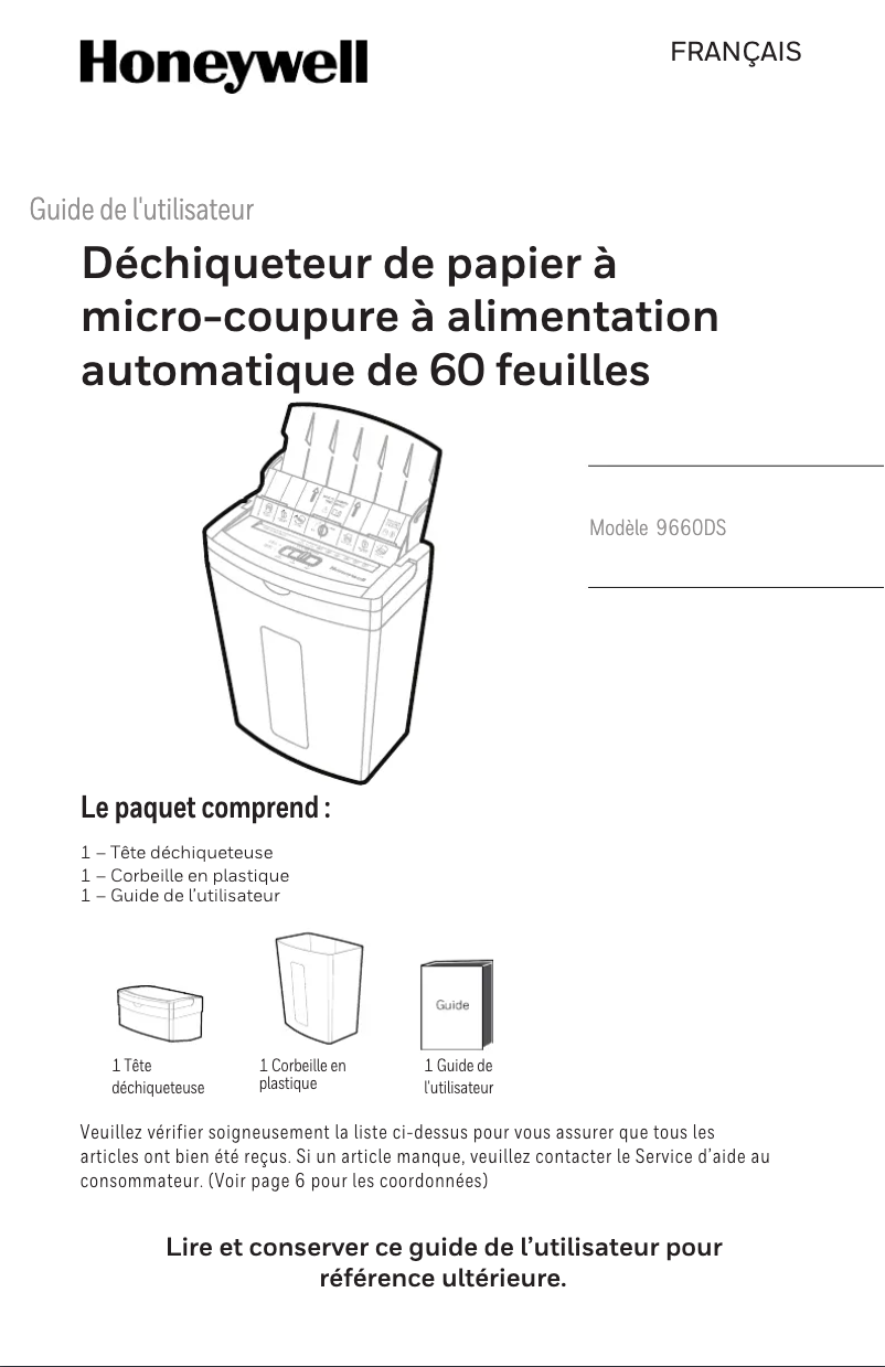 Page n°1 - Manuel utilisateur Honeywell 9338DS