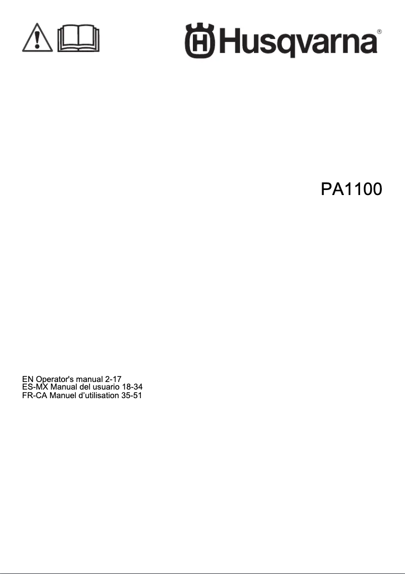 Page n°1 - Manuel utilisateur Husqvarna PA1100