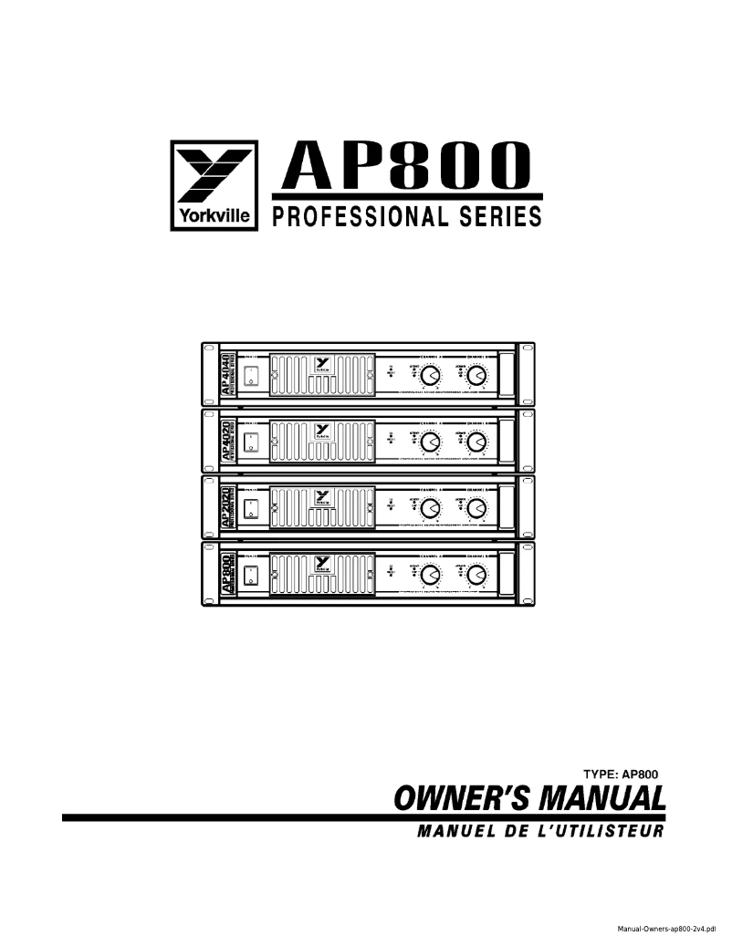 Page n°1 - Manuel utilisateur Yorkville AP800