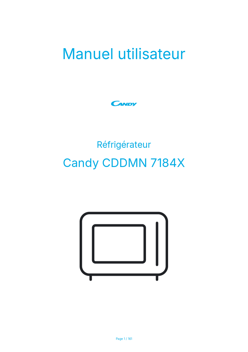 Page n°1 - Manuel utilisateur Candy CDDMN 7184X