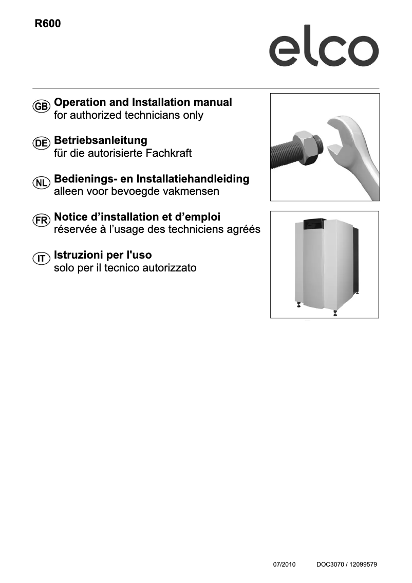 Page n°1 - Manuel utilisateur Elco R600