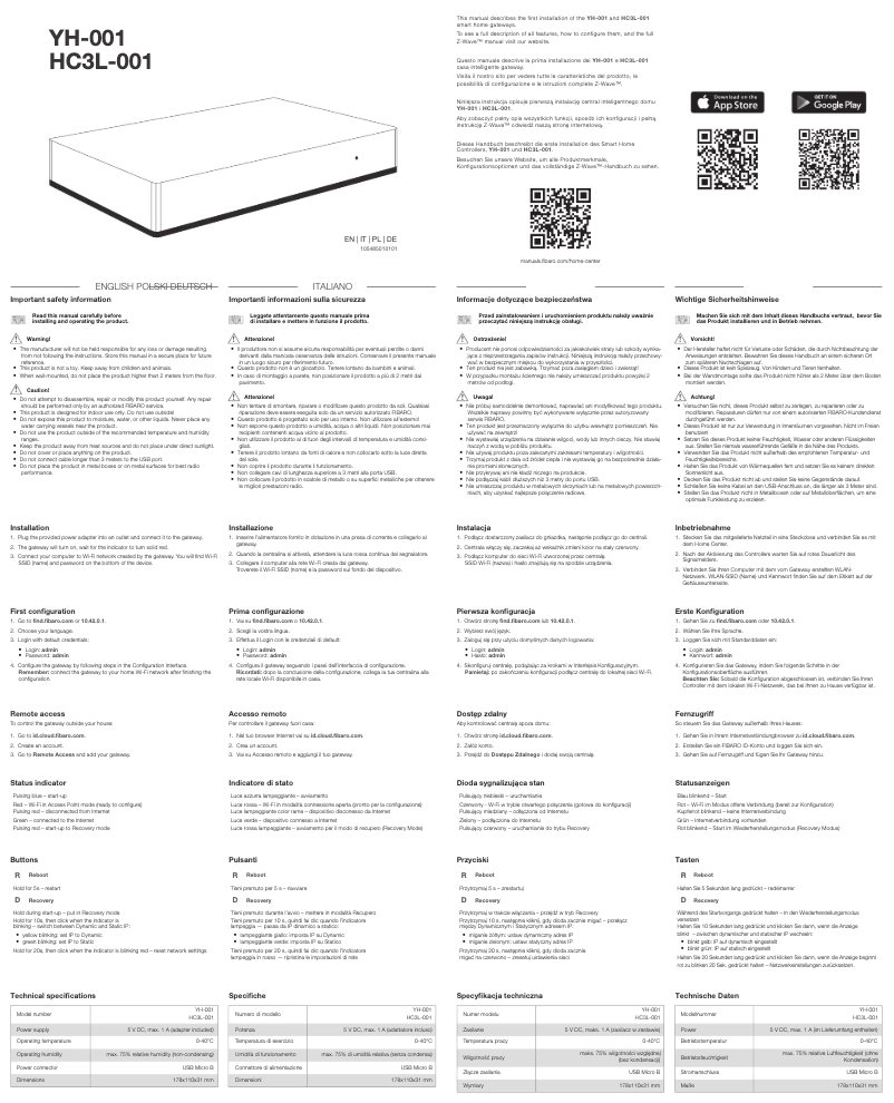 Página 1 del manual Manual de usuario Fibaro Home Center 3 Lite HC3L-001