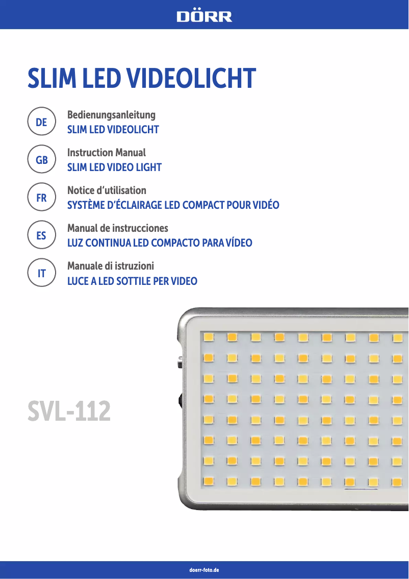 Page n°1 - Manuel utilisateur Dörr LED Slim Video Light SVL-112