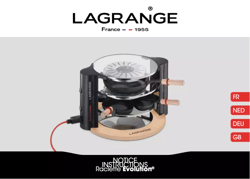 Image de la première page du manuel de l'appareil Raclette Evolution 149003