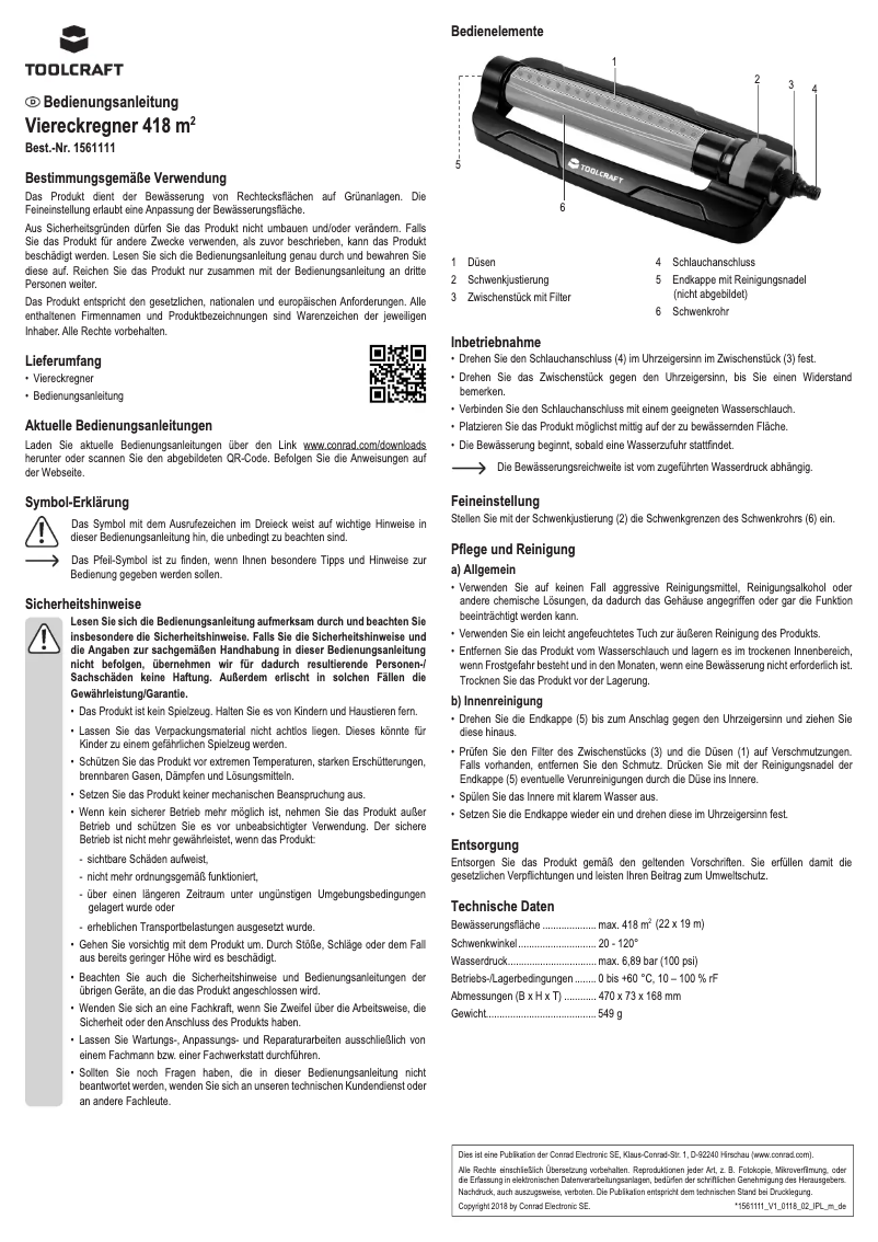 Page n°1 - Manuel utilisateur Toolcraft 1561111