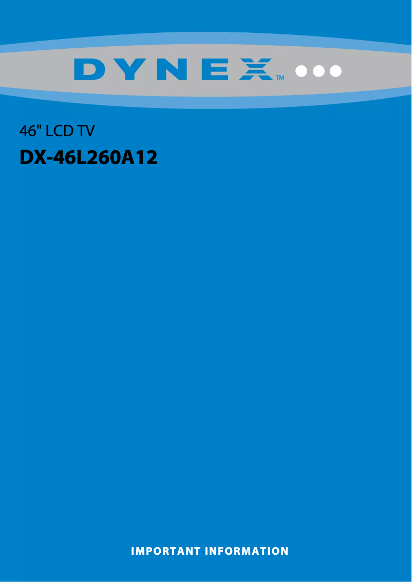 Page n°1 - Manuel utilisateur Dynex DX-46L260A12
