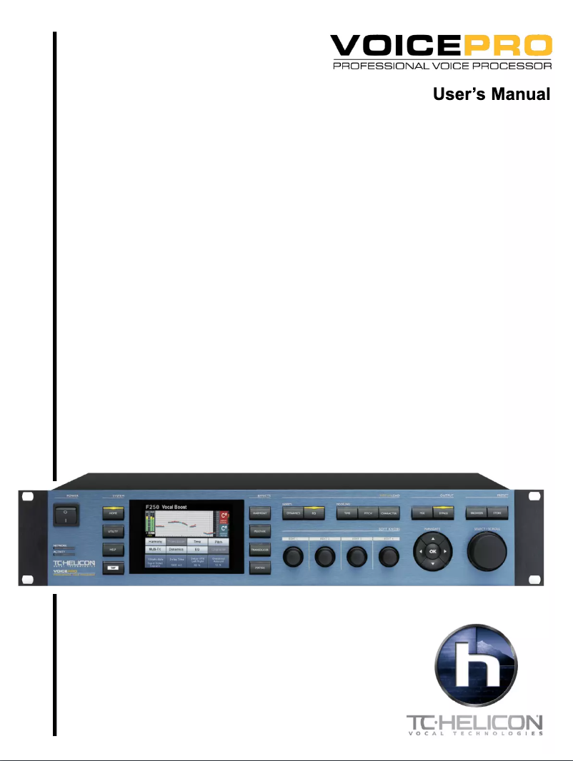 Page 1 de la notice Manuel utilisateur TC Helicon VoicePro