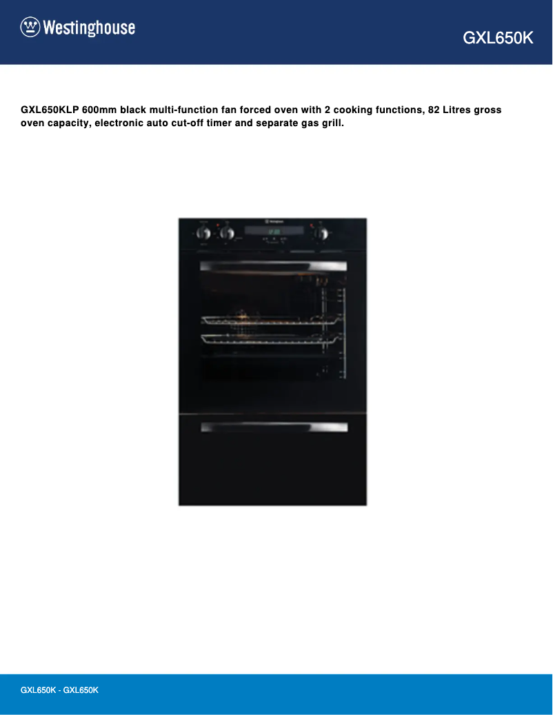 Page 1 de la notice Manuel utilisateur Westinghouse GXL650K