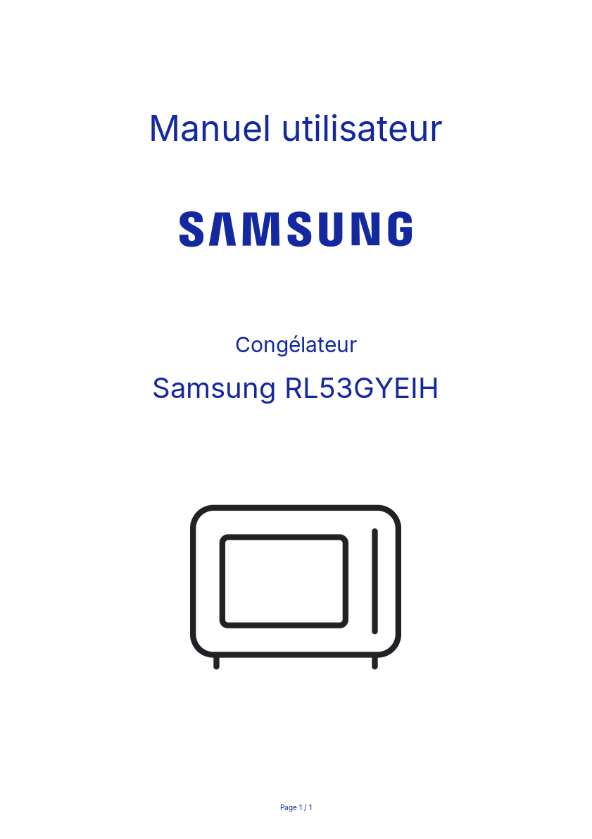 Page n°1 - Manuel utilisateur Samsung RL53GYEIH