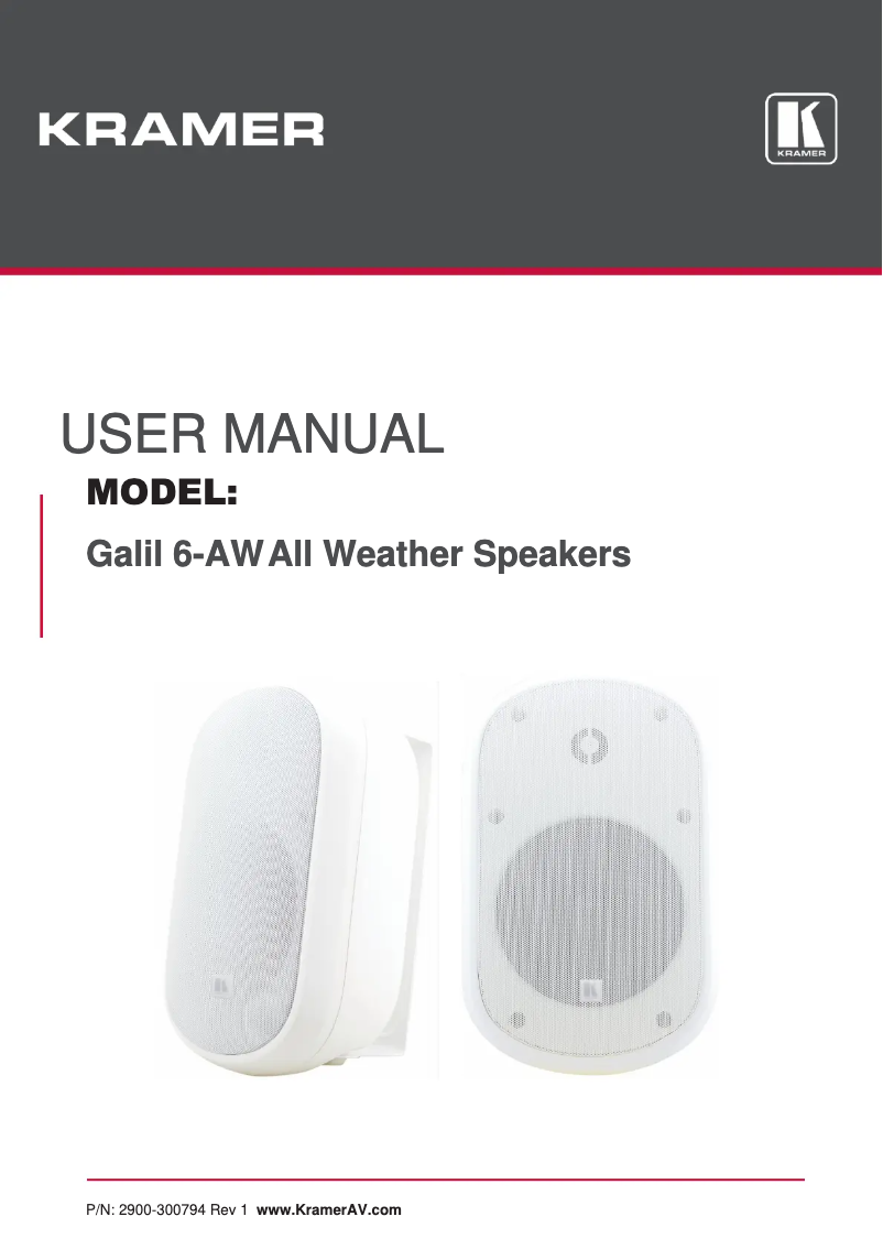 Page n°1 - Manuel utilisateur Kramer Galil 6-AW