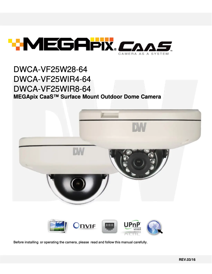 Page n°1 - Manuel utilisateur Digital Watchdog MegaPix CaaS DWCA-VF25W28-64