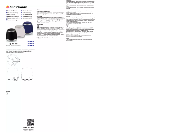 Page 1 de la notice Manuel utilisateur AudioSonic SK-1505