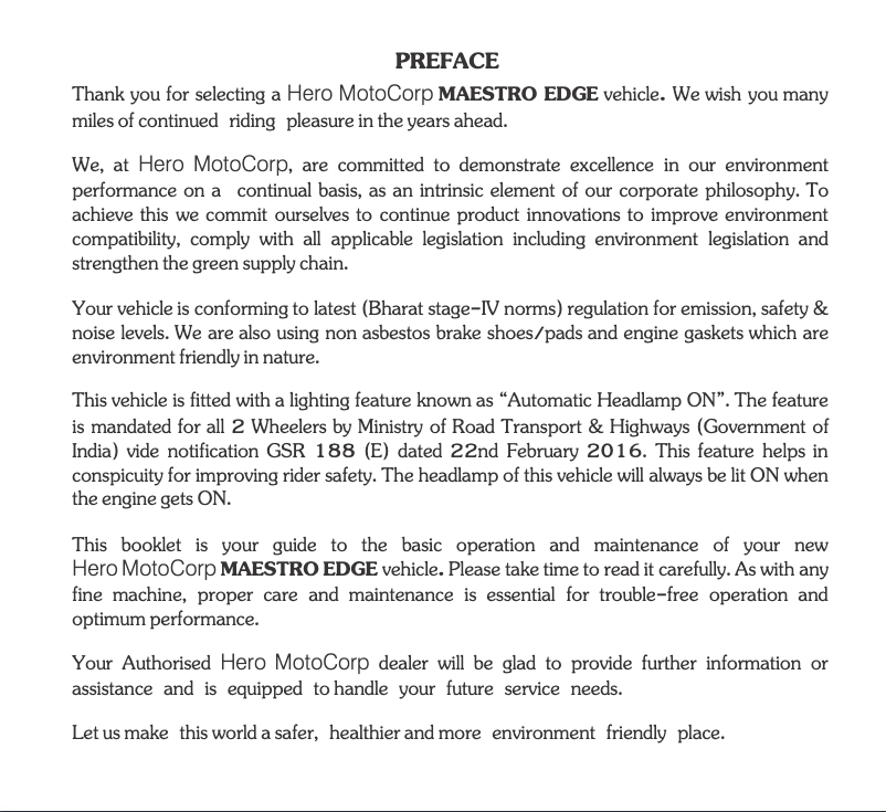 Page 1 de la notice Manuel utilisateur Hero Maestro Edge (2017)