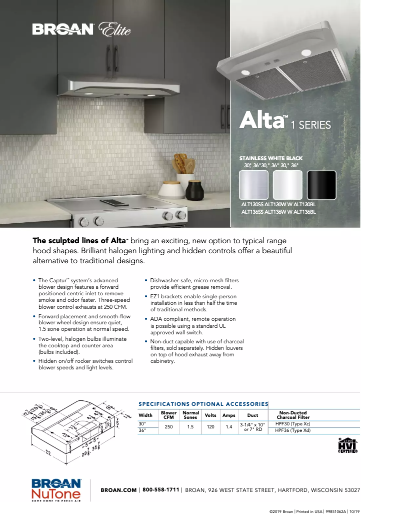 Page n°1 - Brochure Broan ALT136BL