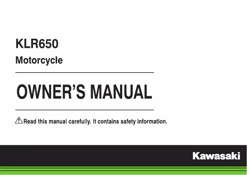 Image de la première page du manuel de l'appareil KLR650 Camo (2018)