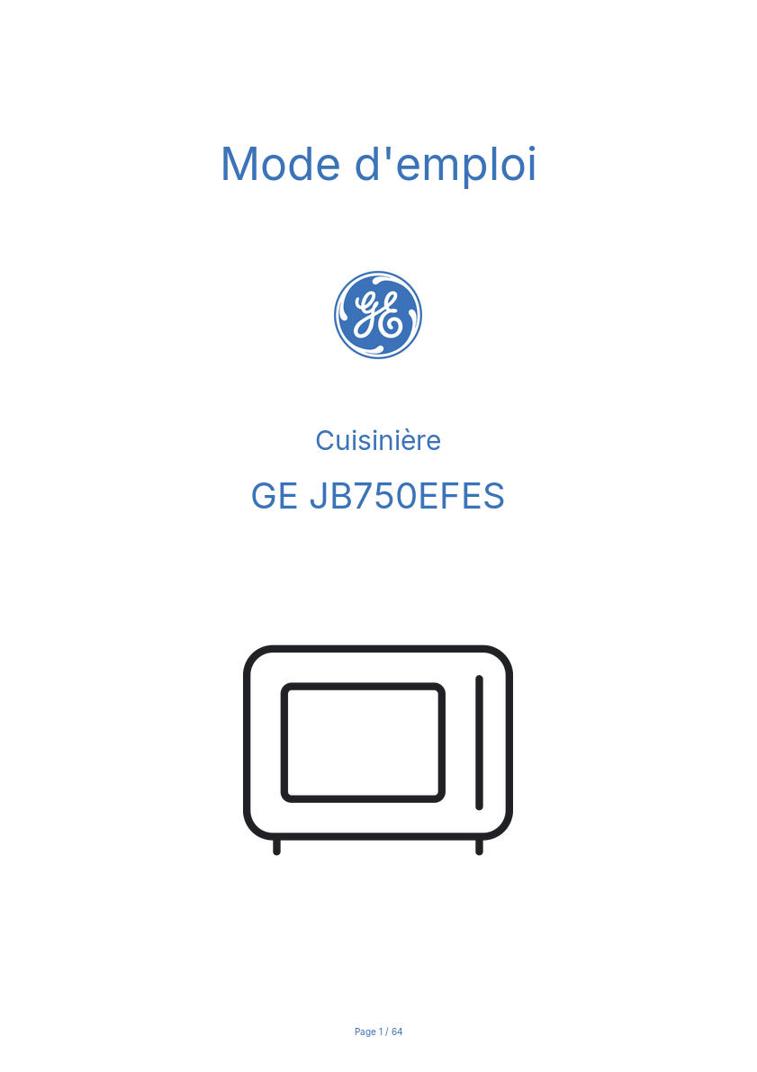 Page n°1 - Mode d'emploi GE JB750EFES
